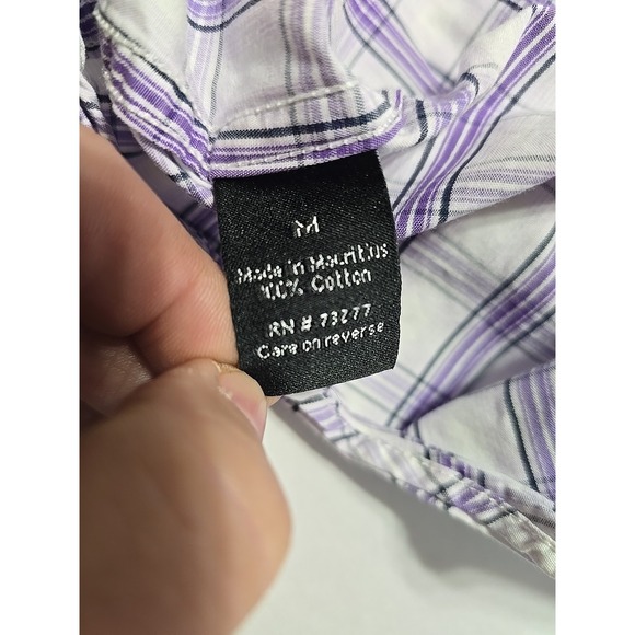 Apt 9 Shirt Mens Medium Business Casual Button Up Purple Plaid Long Sleeve - Picture 6 of 7